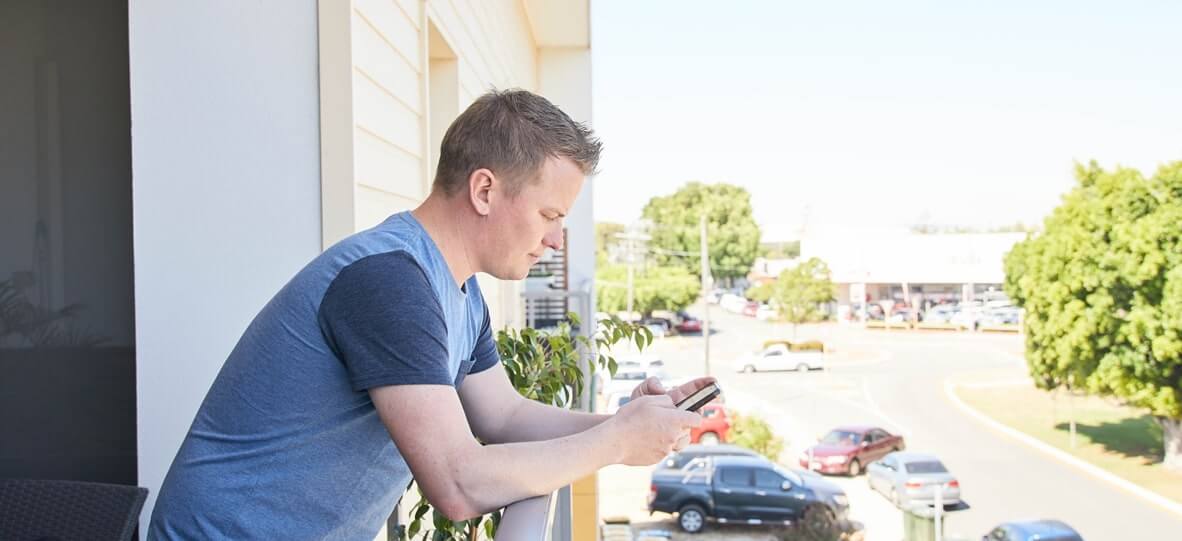 man reading text